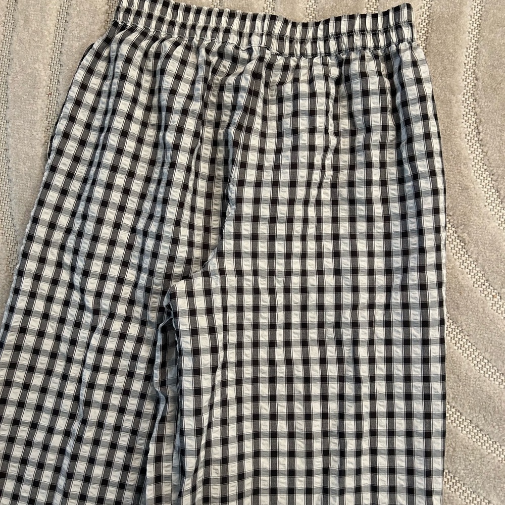 Sincerely Jules Gingham Black and White Wide Leg Pull-on Pants - M - Picture 6 of 10